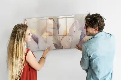 Pizarra magnética de pared con rotulador diseño de plantas en acuarela