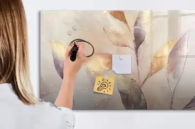 Pizarra magnética de pared con rotulador diseño de plantas en acuarela