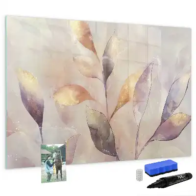 Pizarra magnética de pared con rotulador diseño de plantas en acuarela
