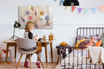 Pizarra magnética de pared con rotulador diseño de plantas en acuarela