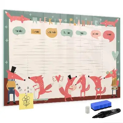Planificador semanal infantil pizarra magnética de pared con rotulador