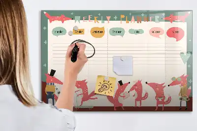 Planificador semanal infantil pizarra magnética de pared con rotulador