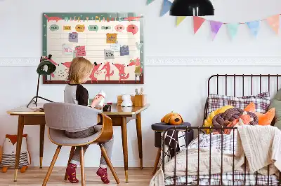 Planificador semanal infantil pizarra magnética de pared con rotulador