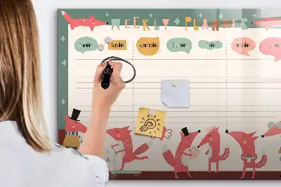 Planificador semanal infantil pizarra magnética de pared con rotulador