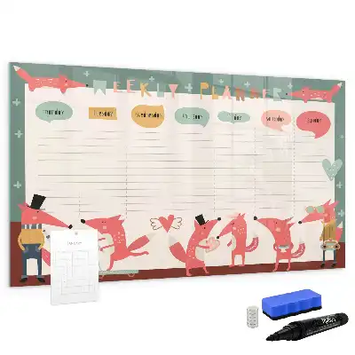 Planificador semanal infantil pizarra magnética de pared con rotulador