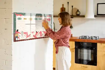Planificador semanal infantil pizarra magnética de pared con rotulador