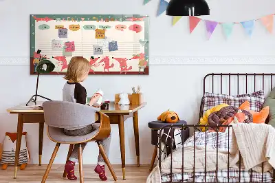 Planificador semanal infantil pizarra magnética de pared con rotulador