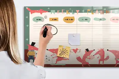 Planificador semanal infantil pizarra magnética de pared con rotulador