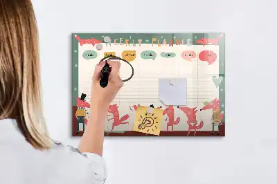 Planificador semanal infantil pizarra magnética de pared con rotulador