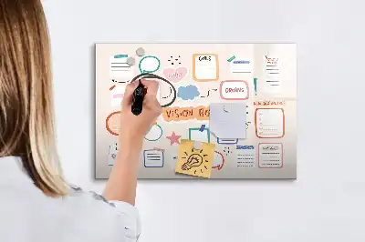 Pizarra de cristal borrable con imanes tablero de visión colorido