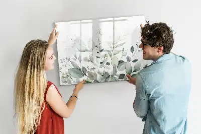 Pizarra magnética de pared con diseño de hojas de plantas y rotulador