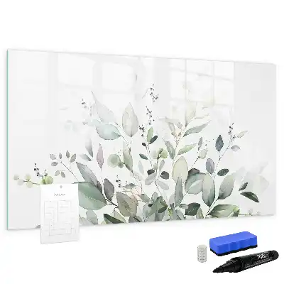 Pizarra magnética de pared con diseño de hojas de plantas y rotulador