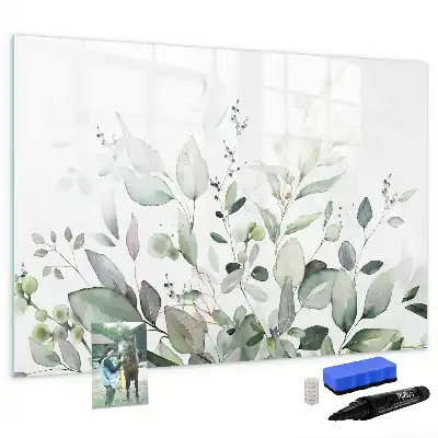 Pizarra magnética de pared con diseño de hojas de plantas y rotulador