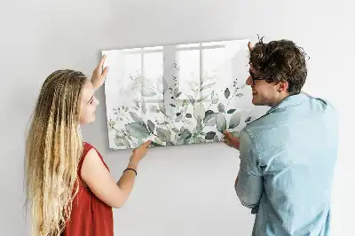 Pizarra magnética de pared con diseño de hojas de plantas y rotulador