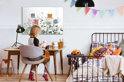 Pizarra magnética de pared con diseño de hojas de plantas y rotulador