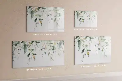 Pizarra de cristal magnética borrable con diseño de hojas de plantas