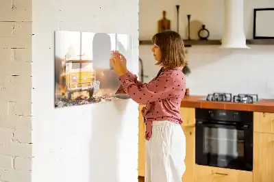 Pizarra de cristal magnética borrable con diseño de vacaciones en coche