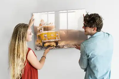 Pizarra de cristal magnética borrable con diseño de vacaciones en coche