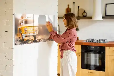Pizarra de cristal magnética borrable con diseño de vacaciones en coche