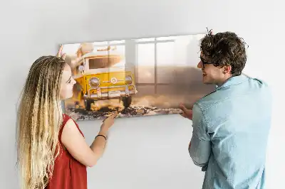 Pizarra de cristal magnética borrable con diseño de vacaciones en coche
