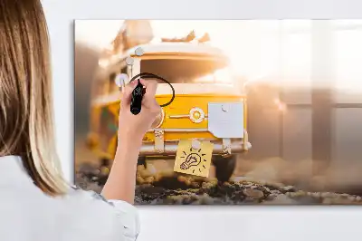 Pizarra de cristal magnética borrable con diseño de vacaciones en coche
