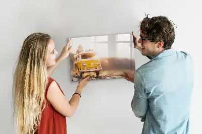 Pizarra de cristal magnética borrable con diseño de vacaciones en coche