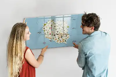 Pizarra magnética de pared con rotulador mapa de los animales de Polonia