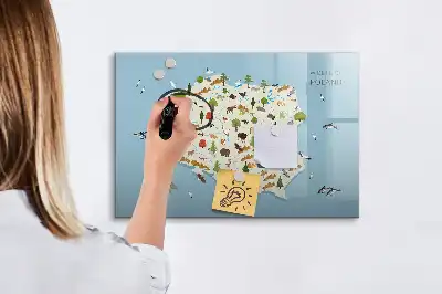 Pizarra magnética de pared con rotulador mapa de los animales de Polonia
