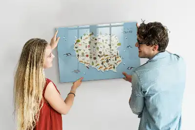 Pizarra magnética de pared con rotulador mapa de los animales de Polonia