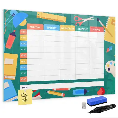 Pizarra magnética de pared con rotulador diseño de horario de clases