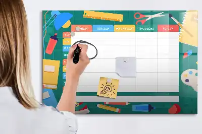 Pizarra magnética de pared con rotulador diseño de horario de clases