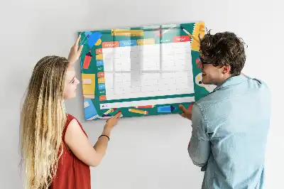Pizarra magnética de pared con rotulador diseño de horario de clases