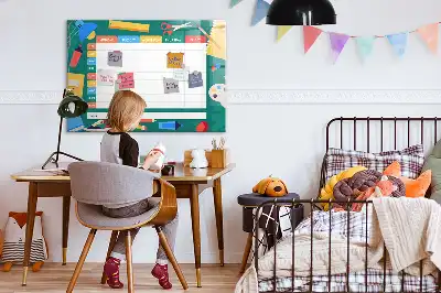 Pizarra magnética de pared con rotulador diseño de horario de clases