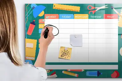 Pizarra magnética de pared con rotulador diseño de horario de clases