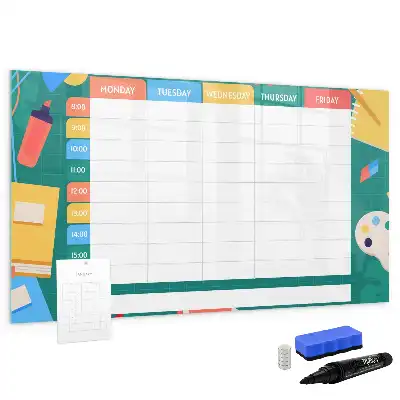 Pizarra magnética de pared con rotulador diseño de horario de clases