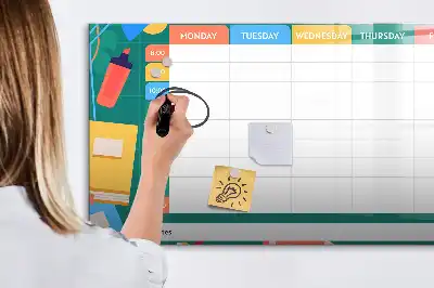 Pizarra magnética de pared con rotulador diseño de horario de clases