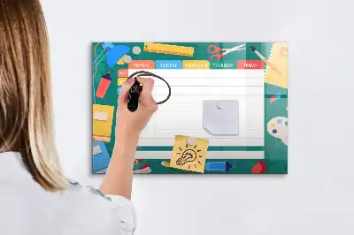 Pizarra magnética de pared con rotulador diseño de horario de clases