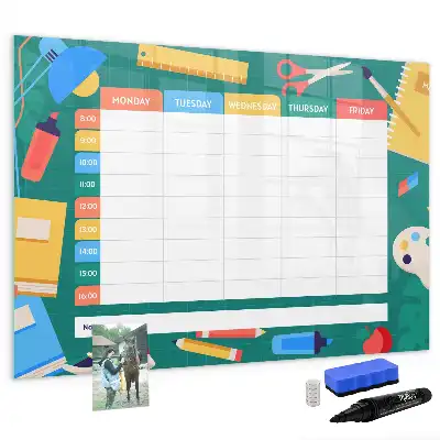 Pizarra magnética de pared con rotulador diseño de horario de clases