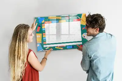 Pizarra magnética de pared con rotulador diseño de horario de clases