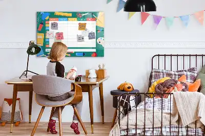Pizarra magnética de pared con rotulador diseño de horario de clases