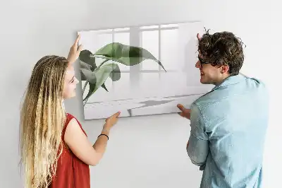 Pizarra de cristal magnética borrable diseño de hojas abstractas