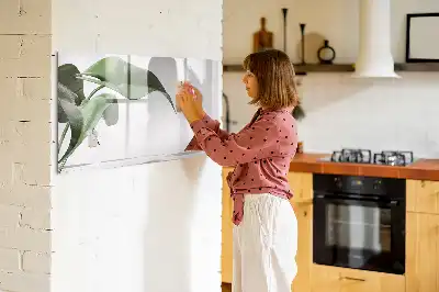 Pizarra de cristal magnética borrable diseño de hojas abstractas