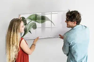 Pizarra de cristal magnética borrable diseño de hojas abstractas