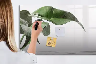Pizarra de cristal magnética borrable diseño de hojas abstractas