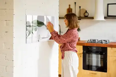 Pizarra de cristal magnética borrable diseño de hojas abstractas