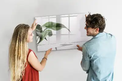 Pizarra de cristal magnética borrable diseño de hojas abstractas