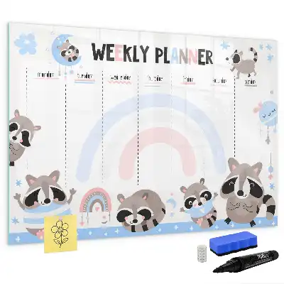 Planificador semanal infantil pizarra magnética de pared con rotulador