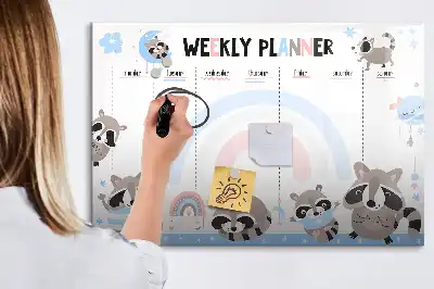 Planificador semanal infantil pizarra magnética de pared con rotulador