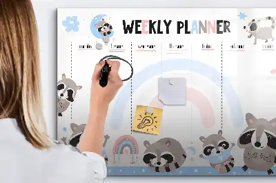 Planificador semanal infantil pizarra magnética de pared con rotulador