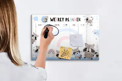 Planificador semanal infantil pizarra magnética de pared con rotulador